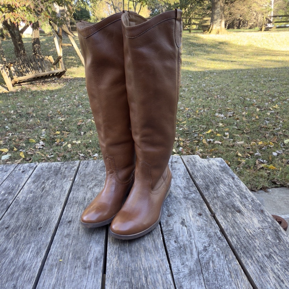 FRANCO FORTINI Winchester Brown Leather Tall PullOn Wide Calf Boots Sz 6 Winter - Picture 2 of 10